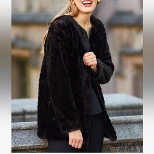 NWOT Vince Camaro Textured Faux Fur Coat, Black , size M